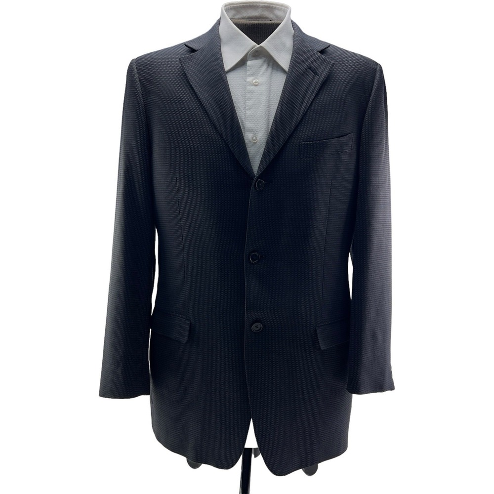 Ermenegildo Zegna Soft Blue & Brown Wool 3 Button Blazer Mens‎ Size 46R